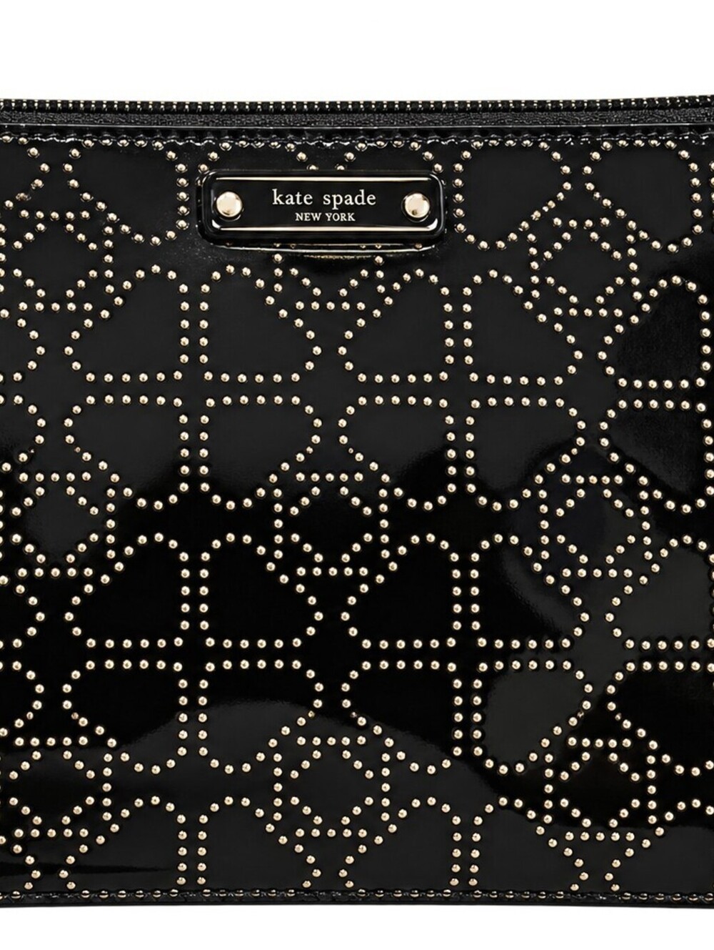 Kate Spade New York Black Patent Leather Studded Wristlet Clutch